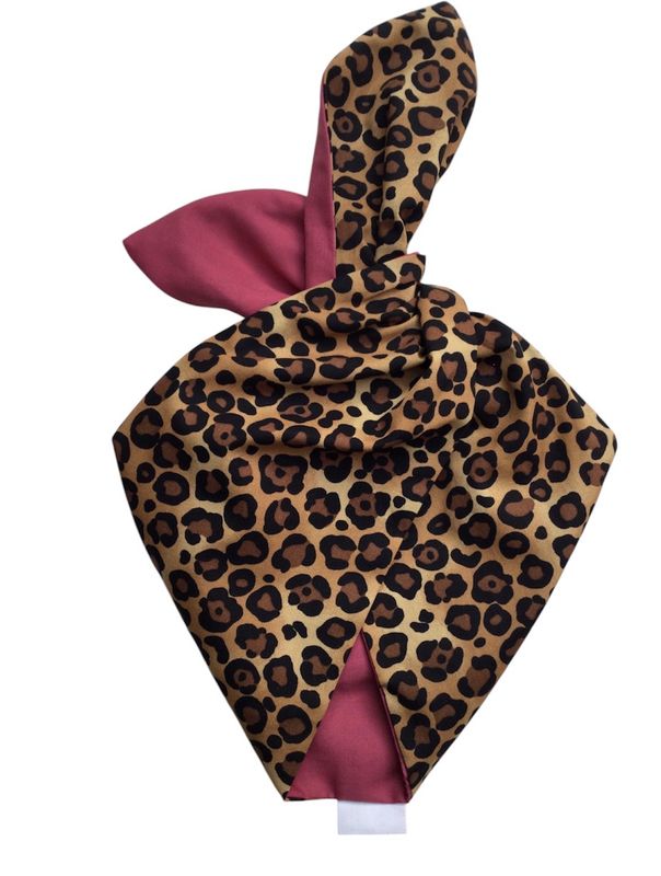 Leopard Print With Wine Reversible Wired Hairband