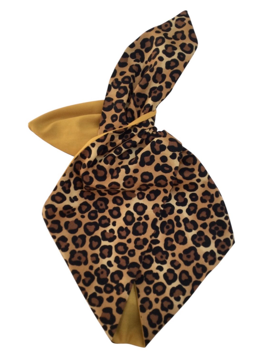 Leopard Print With Mustard / Gold Reverse Wired Hairband