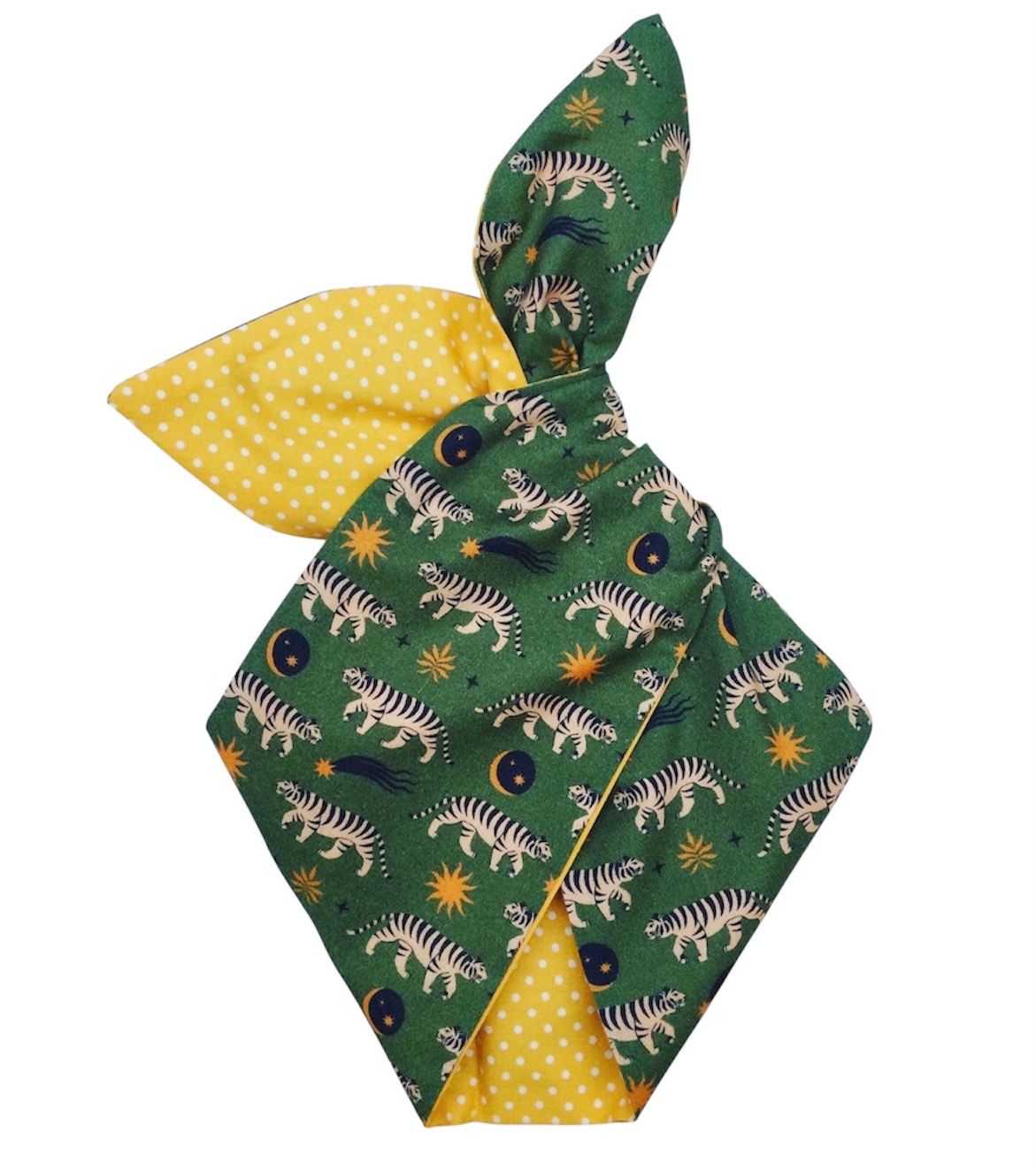 Mystical Tigers With Yellow Polka Wired Hairband Mystical Tigers With Yellow Polka Wired Hairband