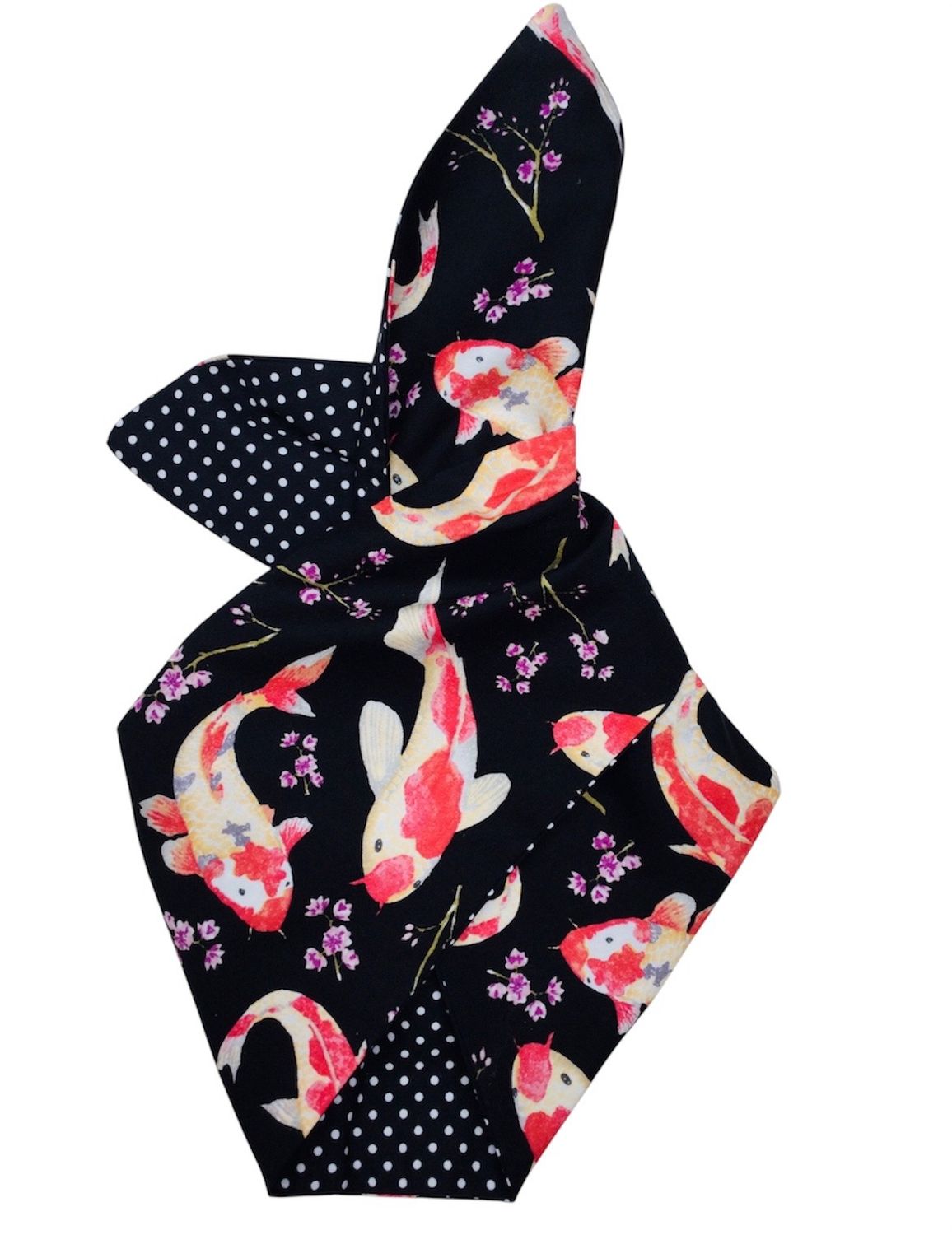 Koi Carp In Black With Black Polka Wired Hairband