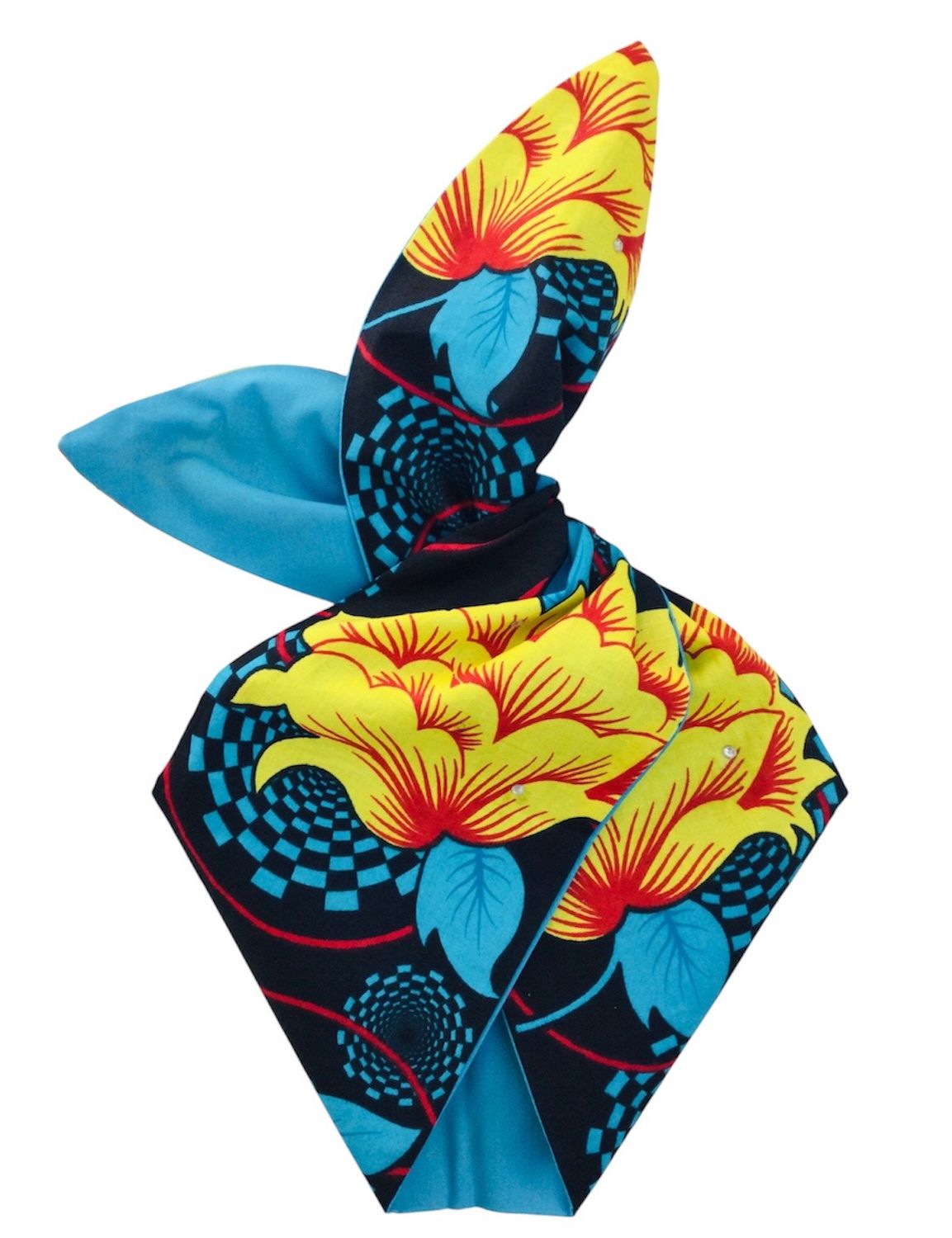 Large Yellow Retro Flower With Turquoise Wired Hairband