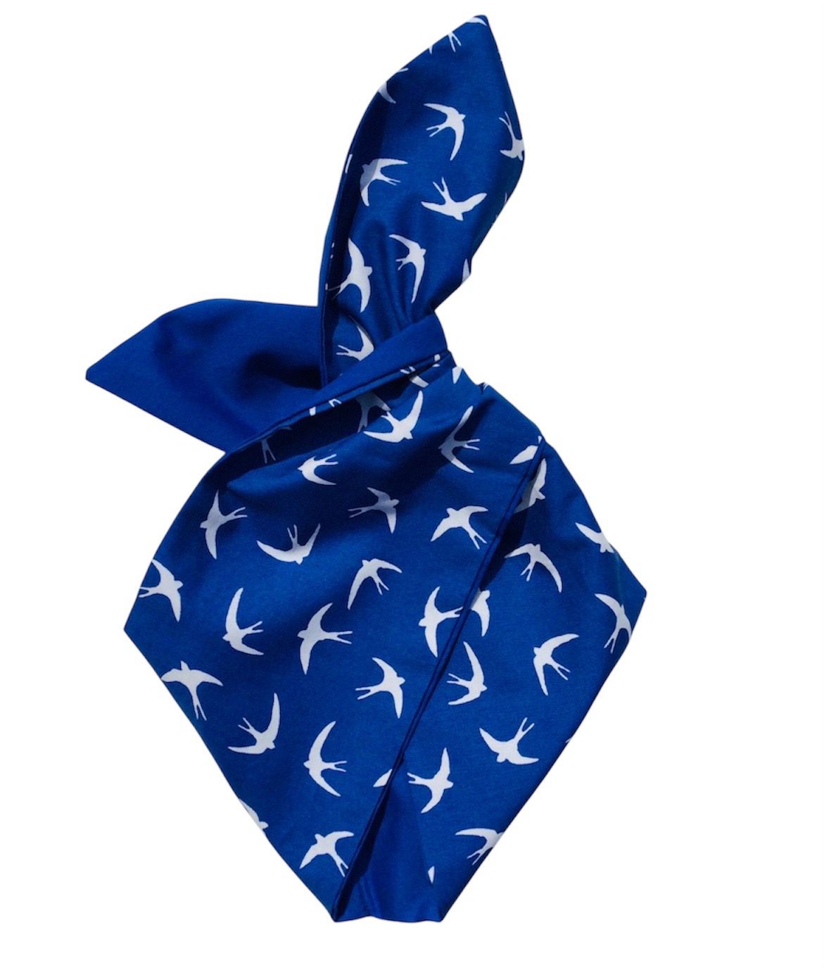 Royal Blue Swallow Design Wired Hairband