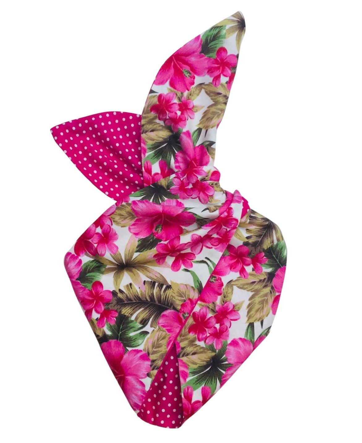Cerise  Hibiscus Wired Hairband