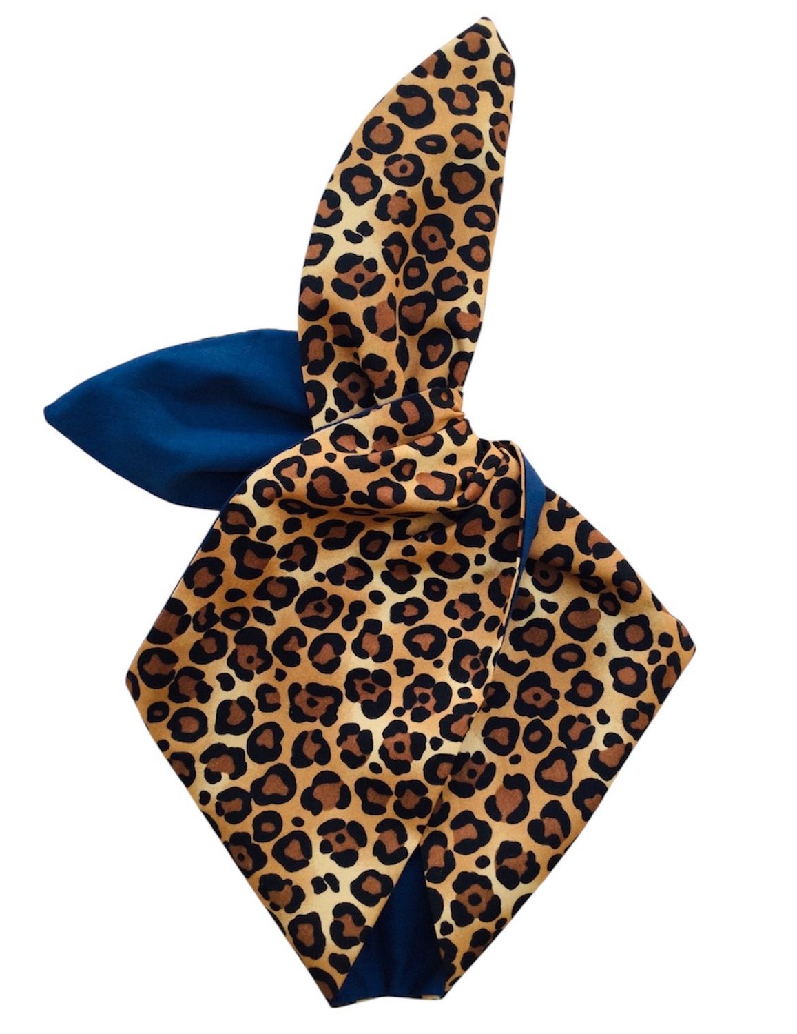Leopard Print With Navy Blue Backing Wired Hairband Leopard Print With Navy Blue Backing Wired Hairband