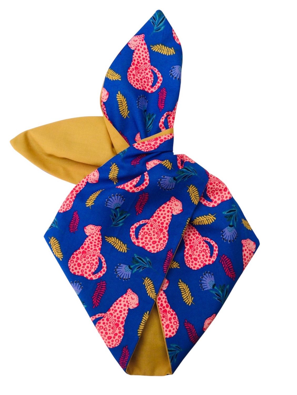 Pink Leopard With Mustard Backing Hairband