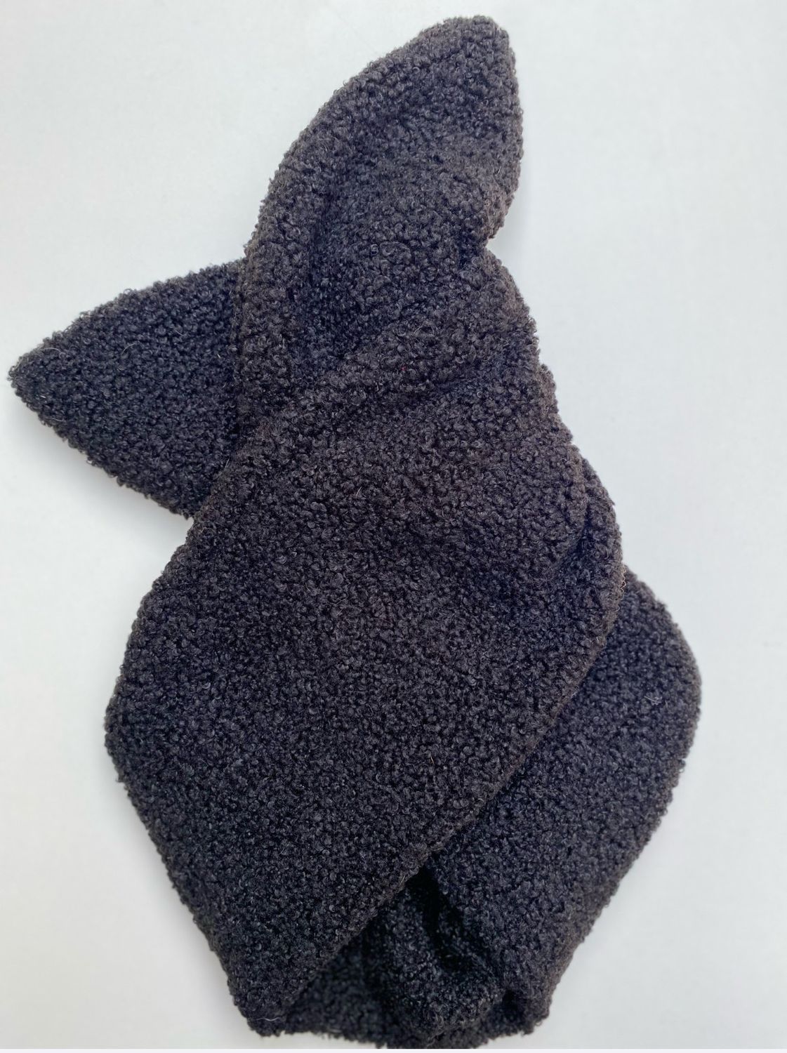 Black Boucle Fleece Wired Hairband
