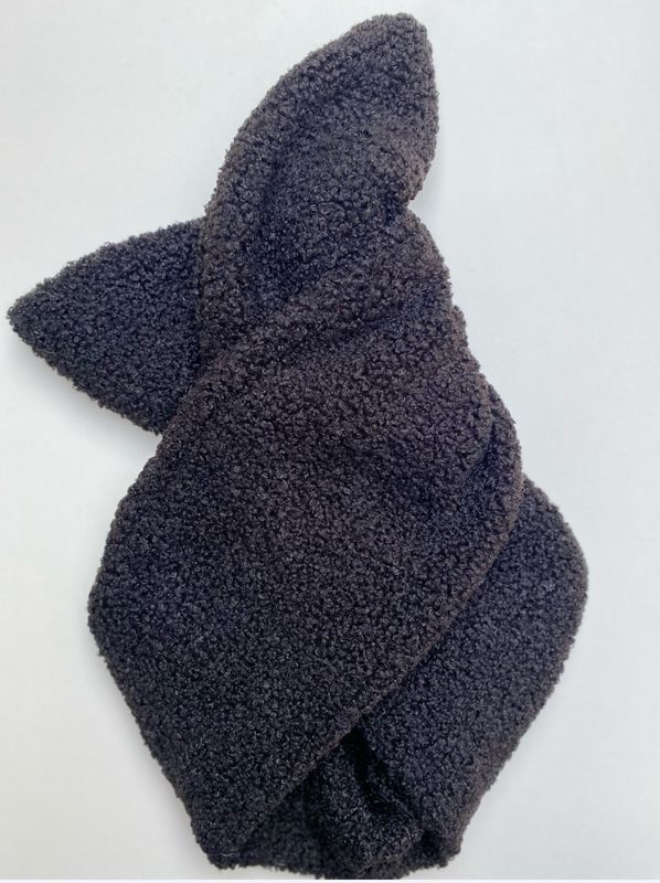 Black Boucle Fleece Wired Hairband