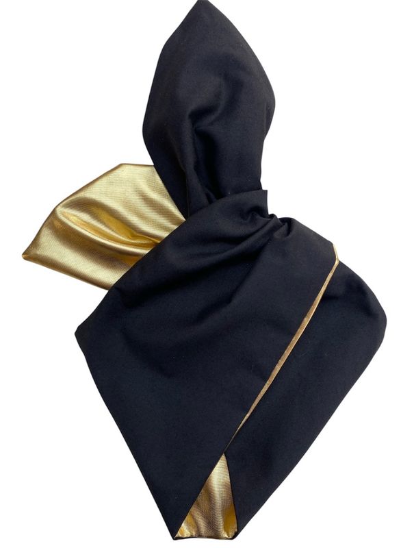 Plain Black With Plain Gold Wired Hairband