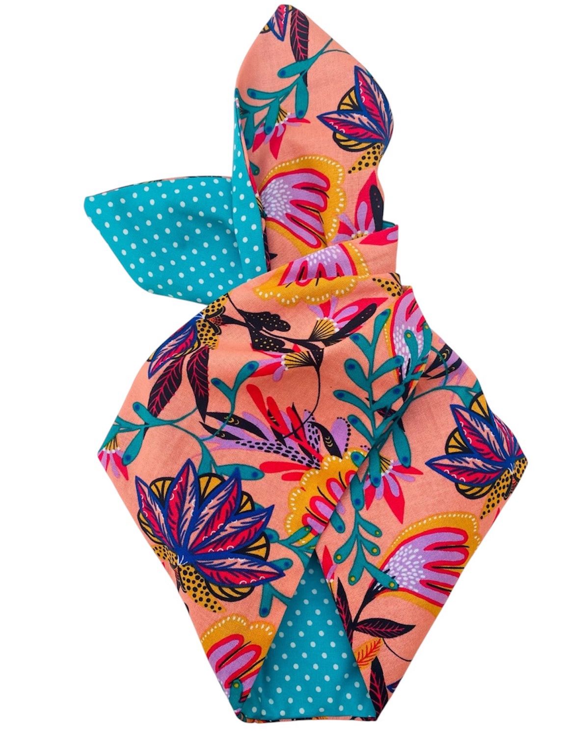 Tropical Coral And Jade Polka Wired Hairband Tropical Coral And Jade Polka Wired Hairband