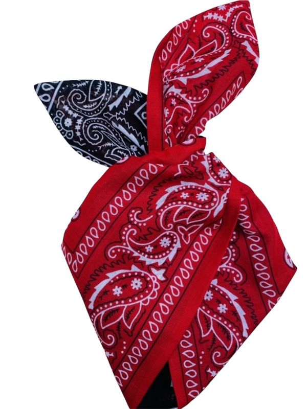 Black And Red Bandanna Wired Hairband