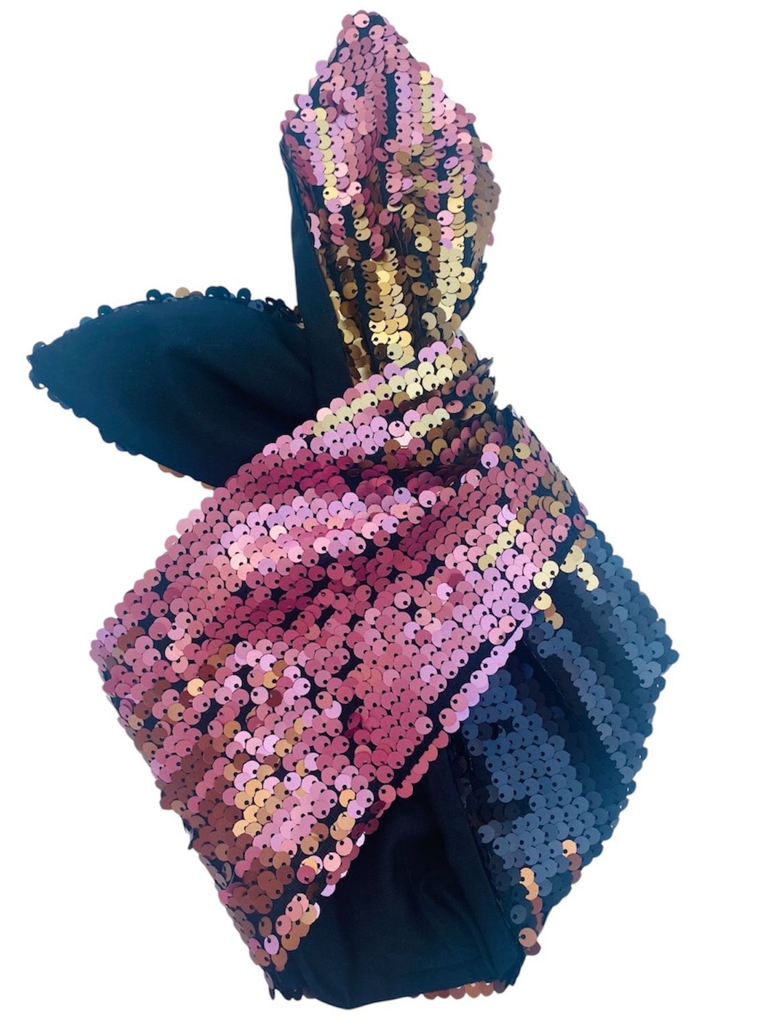 Matt Sequin , Pink , Blk , Gold And Bronze Wired Hairband