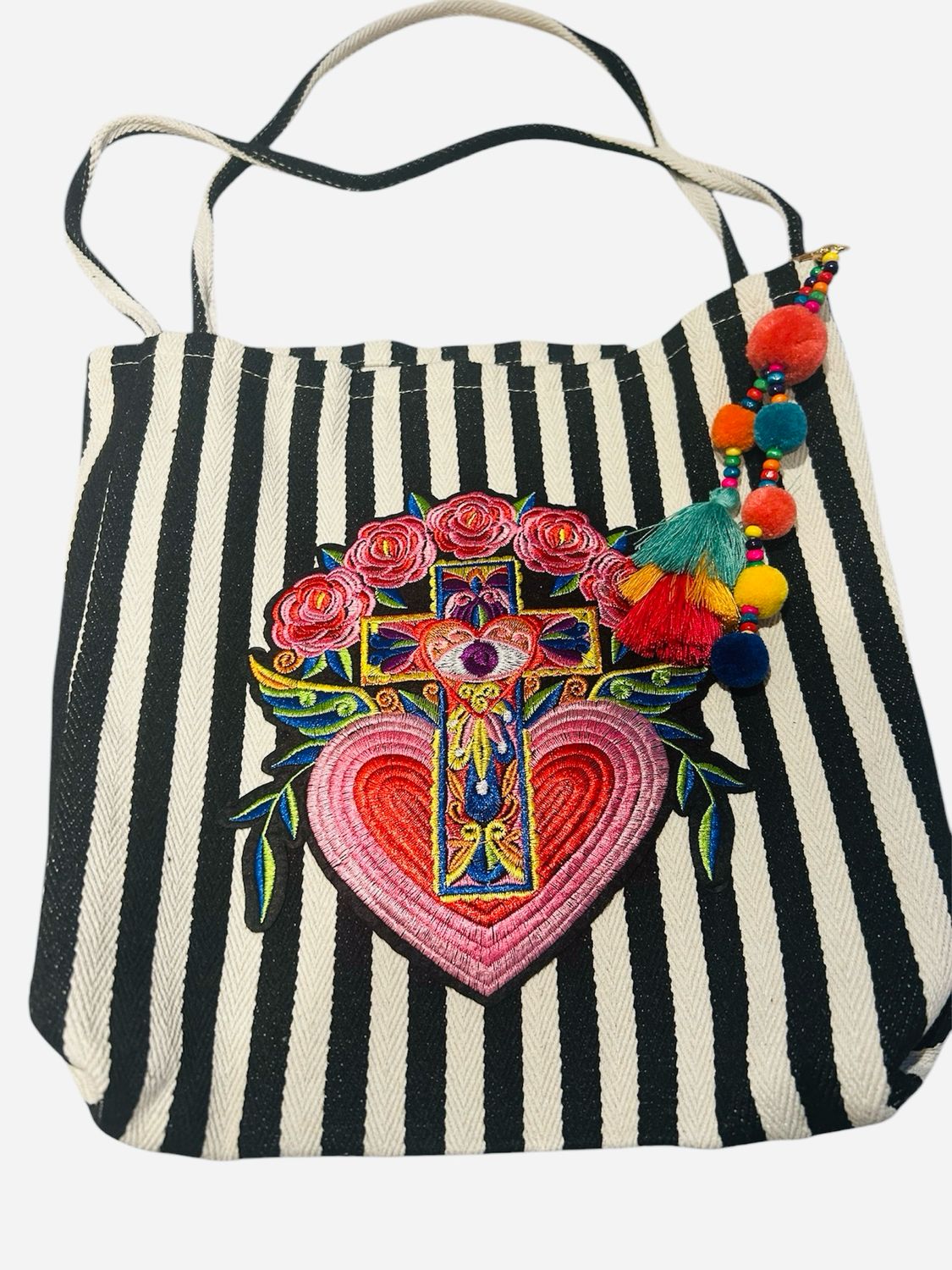 Sacred. Heart Stripe Beach Bag / Shopper