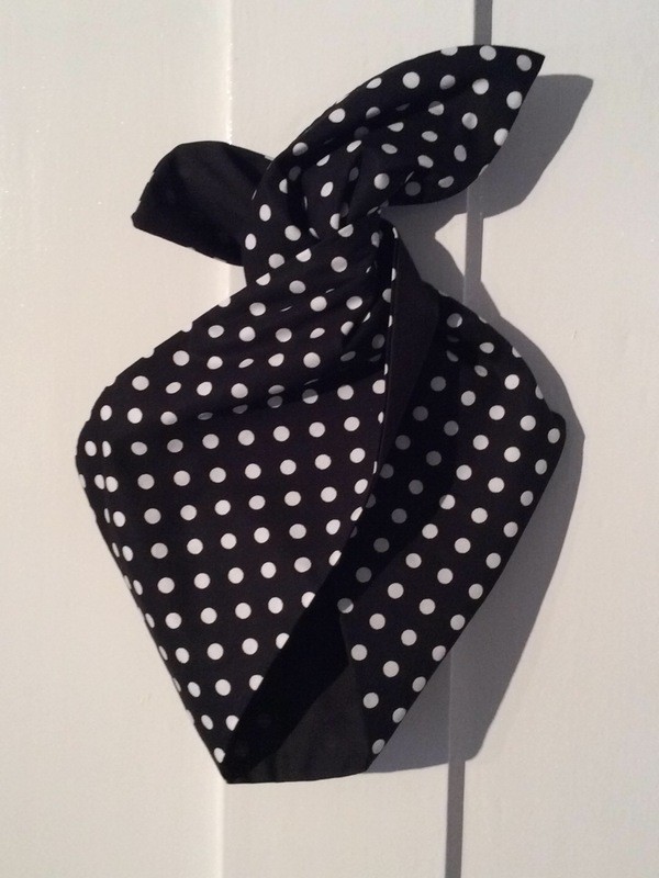 Black polka dot / black reversible wired Hairband