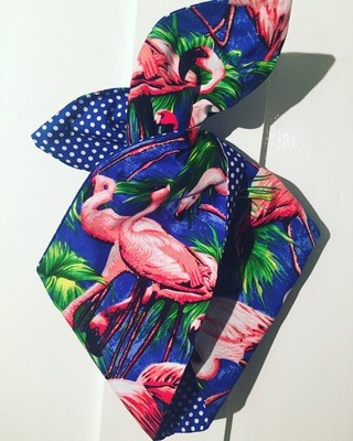 Royal blue flamingo print with Royal polka