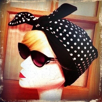 Black polka dot turban ( Made To Order) 