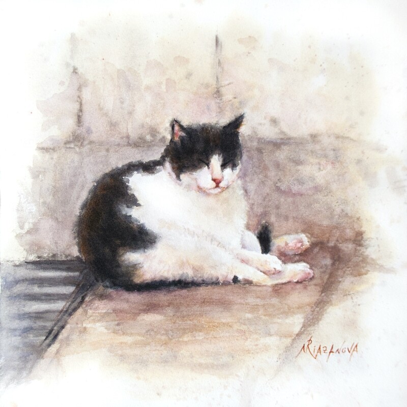 Кот дремот из playtime 3. Коты акварелью для начинающих. картина кота дремота. кот дремот. котик дремлет.