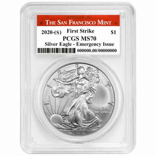 2020 (S) $1 American Silver Eagle PCGS MS70 Emergency Issue FS San Francisco Lab