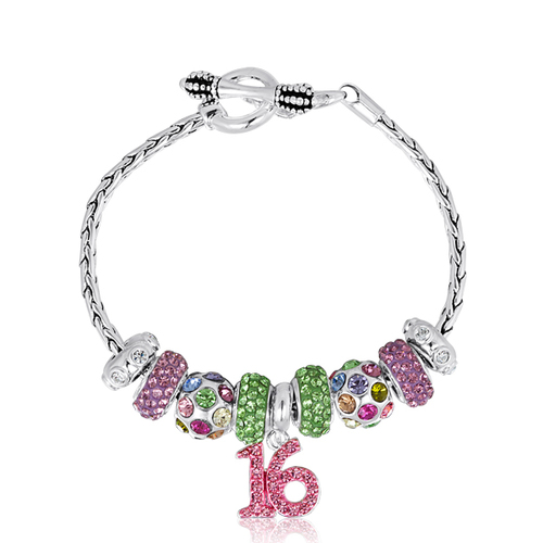 Sweet 16 Bracelet  8 beads 2 Stoppers Drop and Lobster claw Bracelet