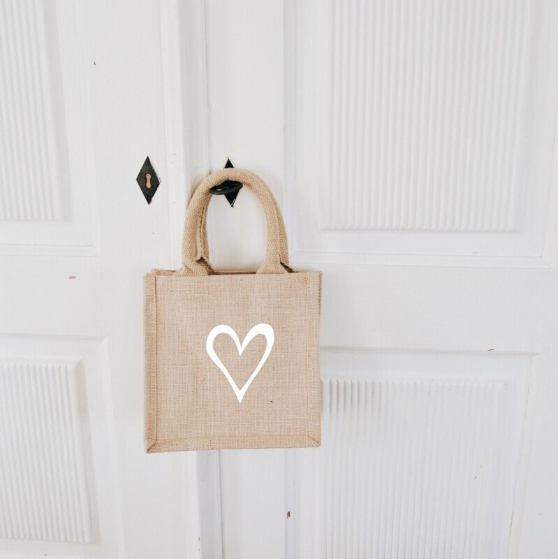 JUTE TASCHE "HERZCHEN" small