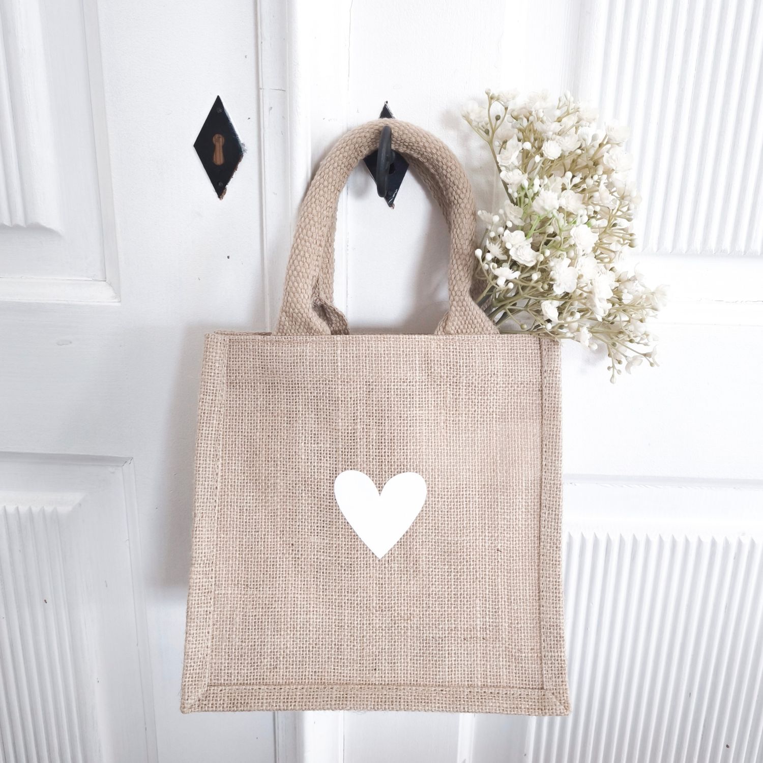 JUTE TASCHE "HERZ" small