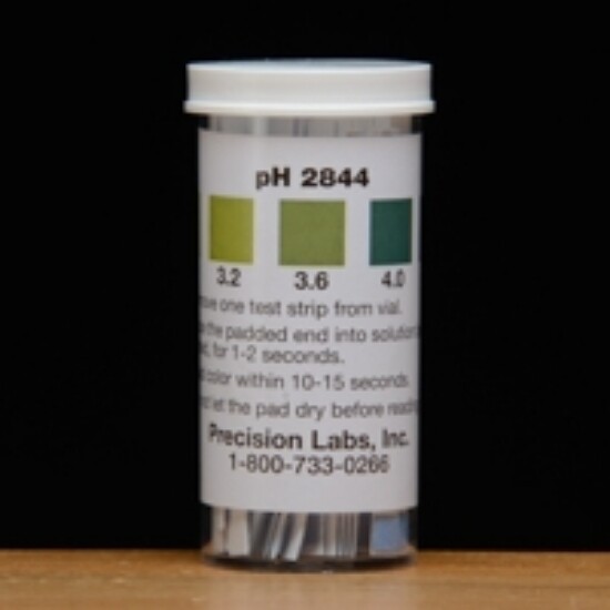 pH Paper - 2.8 to 4.4 For Wine - Vial of 100 Strips