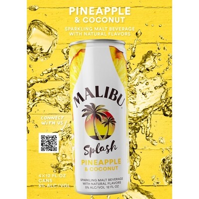 Malibu Splash Pineapple & Coconut 4pk can