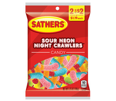 Sather's Sour Neon Night Crawlers