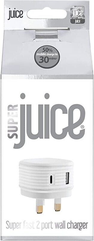Juice 18W Dual Port Super Charge Plug – White