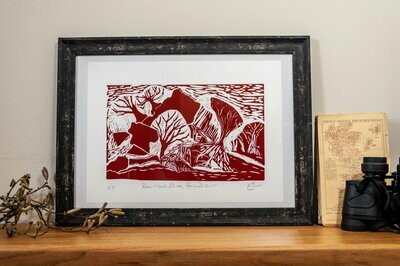 Robin Hood's Stride, Derbyshire Linocut Print