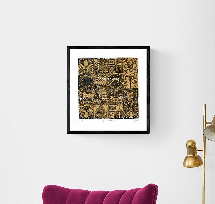 Devizes Treasures Linocut Print with Chine Collé (OVE/7)