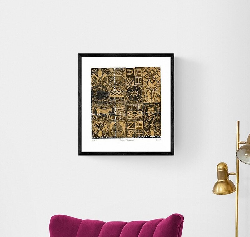 Devizes Treasures Linocut Print with Chine Collé (OVE/7)