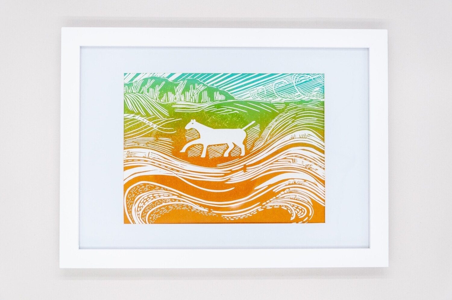 Cherhill Downs White Horse Linocut Print