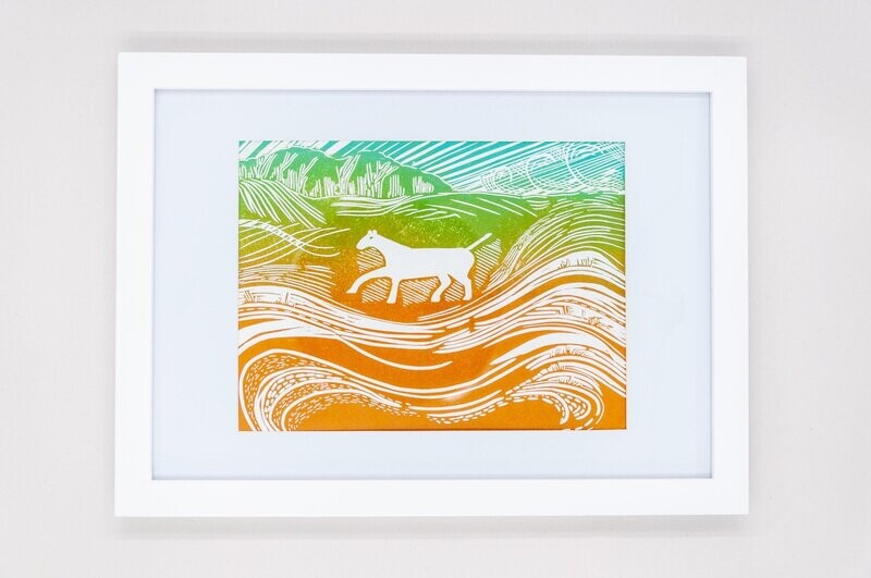 Cherhill Downs White Horse Linocut Print