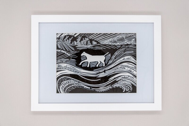 Cherhill Down White Horse Linocut Print