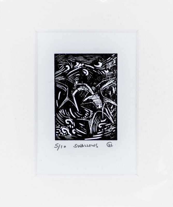 ‘Swallows’ Wood Engraving Print