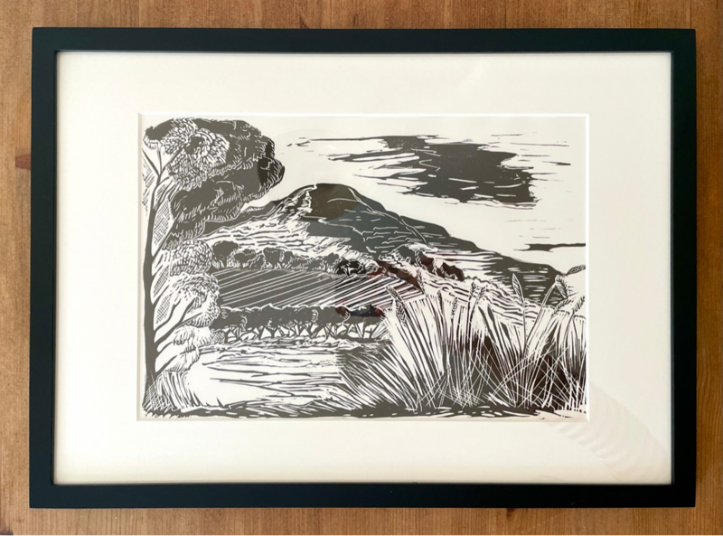 ‘Cley Hill’ Warminster Wiltshire Linocut
