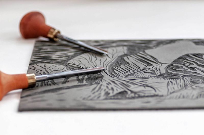 Linocut in a Weekend in Devizes Wiltshire February 2025 Workshop