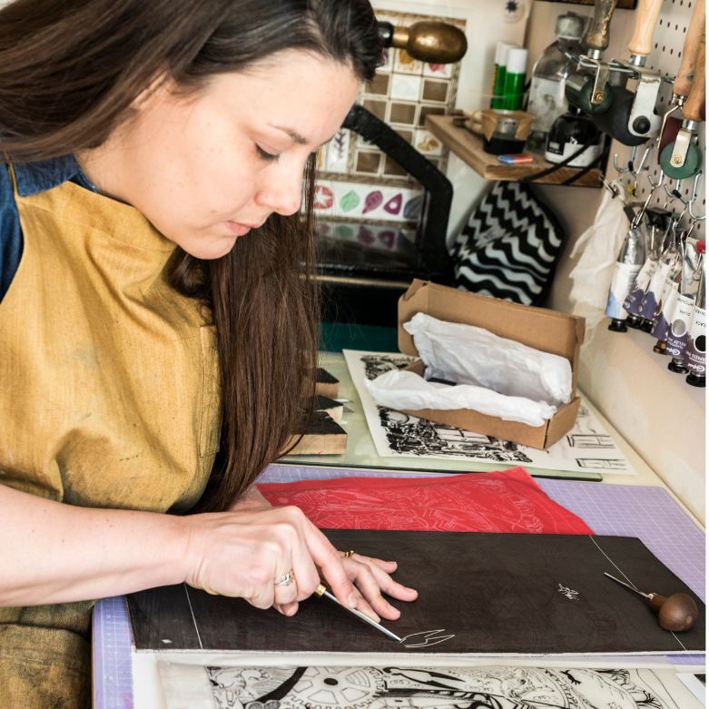 Onlino - Linocut Evening Course Online