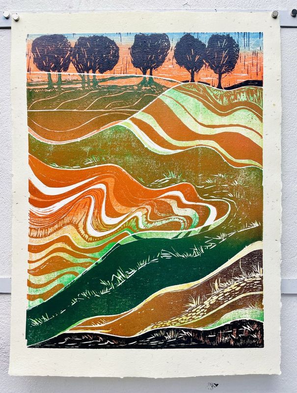 Reduction Linocut Weekend Course March 2026 | Rowde, Devizes Wiltshire