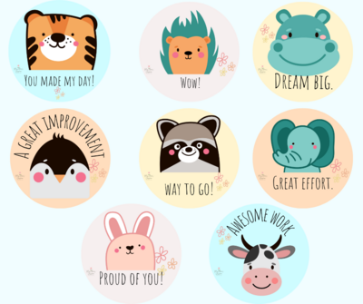 Pastel Animals Stickers