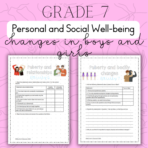 Grade 7 PSW Changes in boys and girls