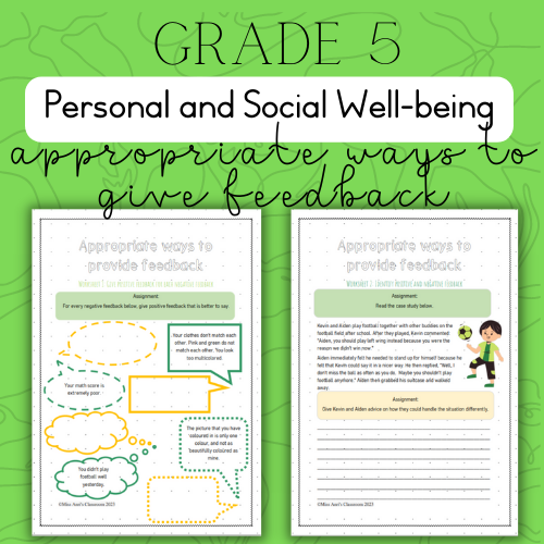 Grade 5 PSW Appropriate ways to give feedback