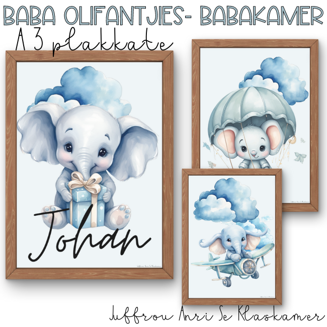 Blou baba olifantjies babakamer