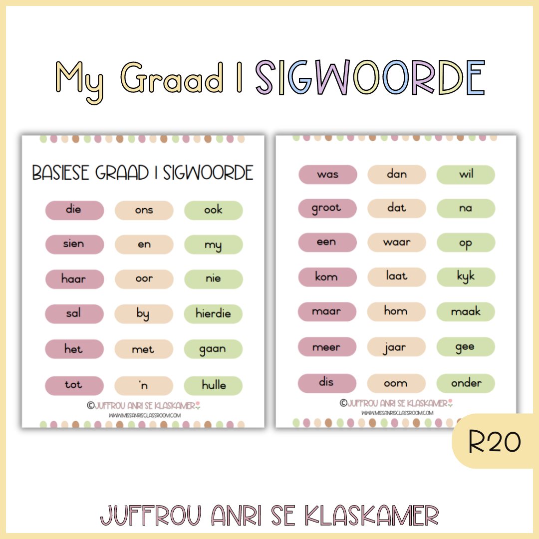 My Graad 1 Sigwoorde