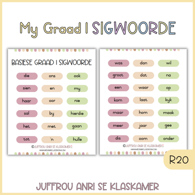 My Graad 1 Sigwoorde