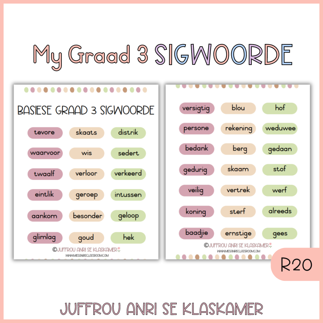 My Graad 3 Sigwoorde