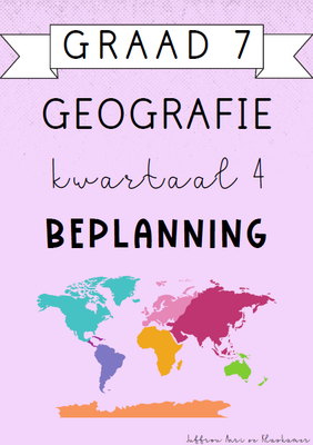 Graad 7 Geografie Kwartaal 4 Beplanning (2024)