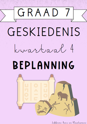 Graad 7 Geskiedenis Kwartaal 4 Beplanning (2024)