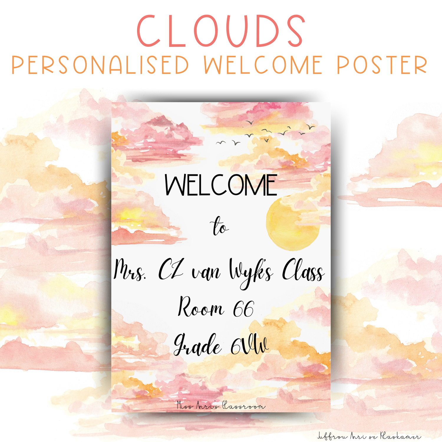 Personalised Welcome Poster - CLOUDS