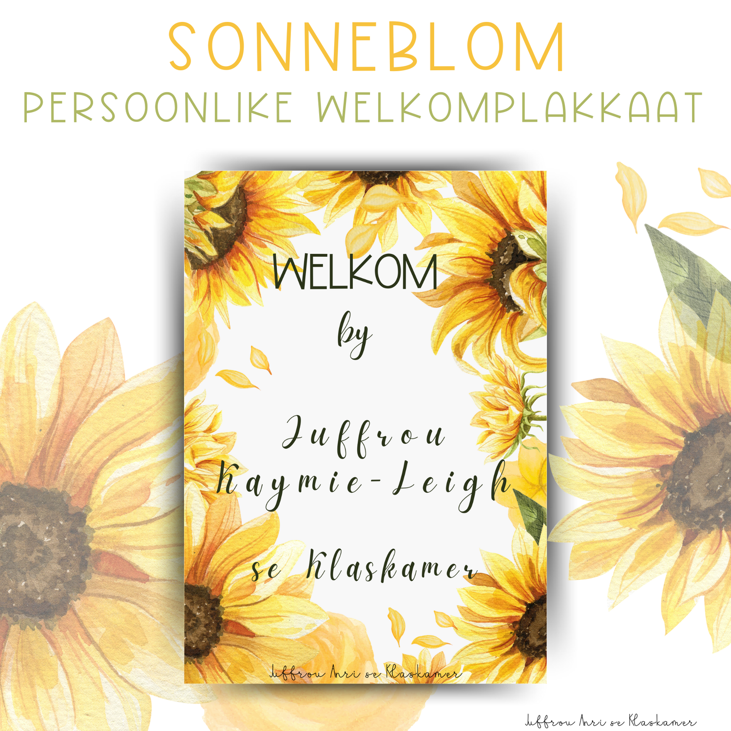 Persoonlike Welkomplakkaat - SONNEBLOM